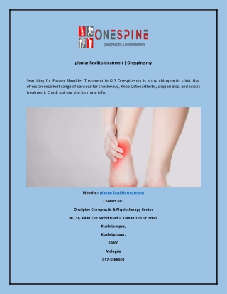 plantar fasciitis treatment Onespine.my