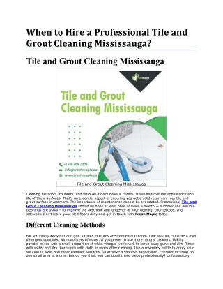 Easy to hire the Services of Tile and Grout Cleaning Mississauga