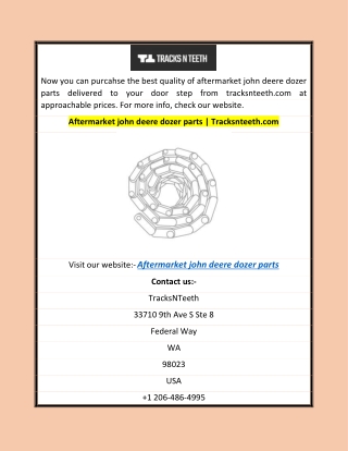 Aftermarket john deere dozer parts  Tracksnteeth.com