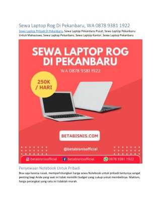 Sewa Laptop Rog Di Pekanbaru, WA 0878 9381 1922