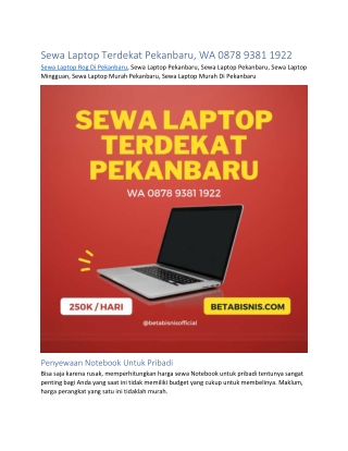 Sewa Laptop Terdekat Pekanbaru, WA 0878 9381 1922