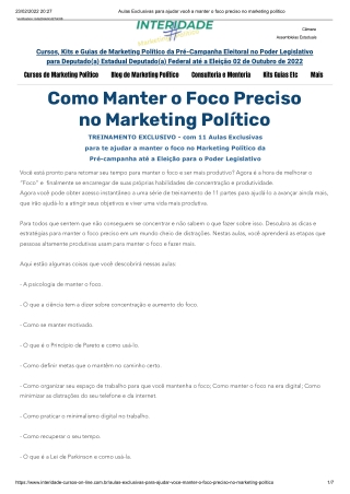 Aulas Exclusivas para ajudar você a manter o foco preciso no marketing político precampanha eleicao