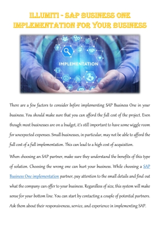 Illumiti - Sap business one implementation For Your Business