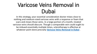Varicose Veins Removal in Dubai
