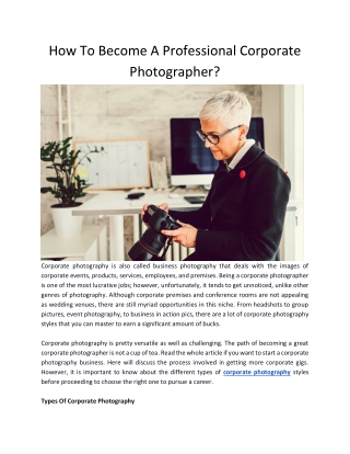 How To Become A Professional Corporate Photographer