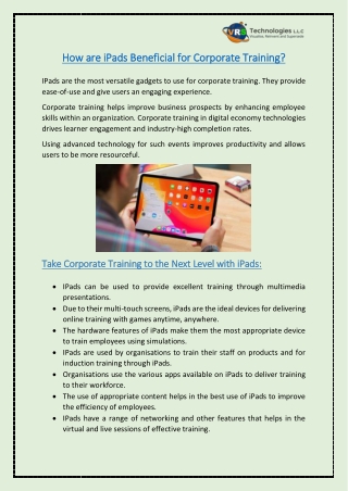 How are iPads Beneficial for Corporate Training?