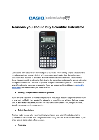 Reasons you should buy Scientific Calculator