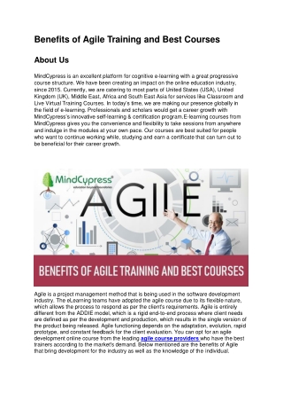 Benefits of Agile Training and Best Courses