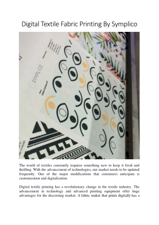 Digital Textile Fabric Printing By Symplico