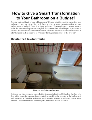 How to Give a Smart Transformation to Your Bathroom on a Budget_