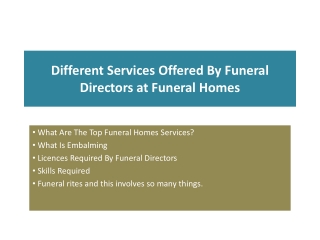 Different Services Offered By Funeral Directors at Funeral Homes