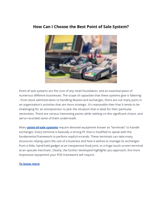 How Can I Choose the Best Point of Sale System?