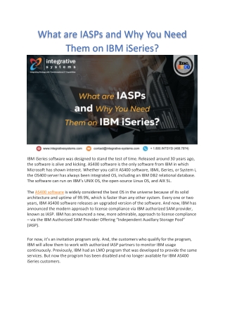 What are IASPs and Why You Need Them on IBM iSeries