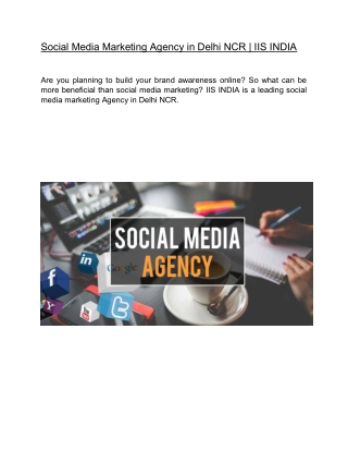 Social Media Marketing Agency in Delhi NCR | IIS INDIA