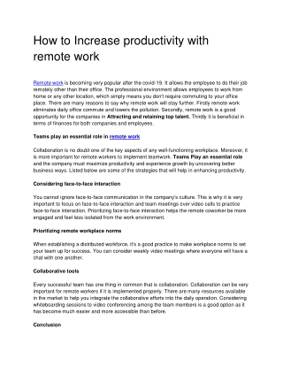 How to Increase productivity with remote work  Ways And Works Consulting LLP