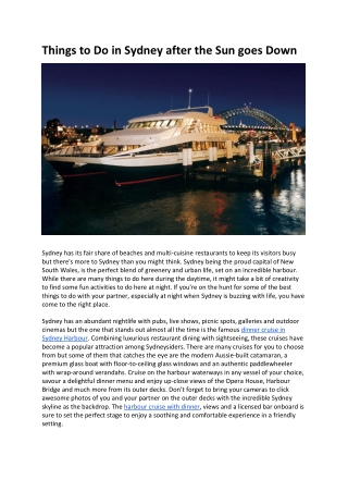 Things to Do in Sydney after the Sun goes Down
