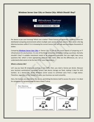 Windows Server User CALs or Device CALs Which Should I Buy