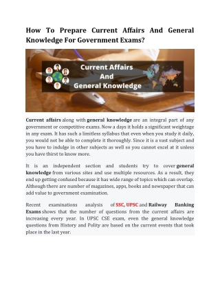 How To Prepare Current Affairs And General Knowledge For Government Exams
