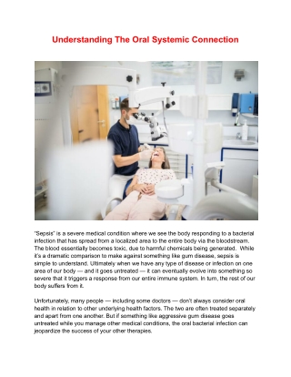 Understanding The Oral Systemic Connection