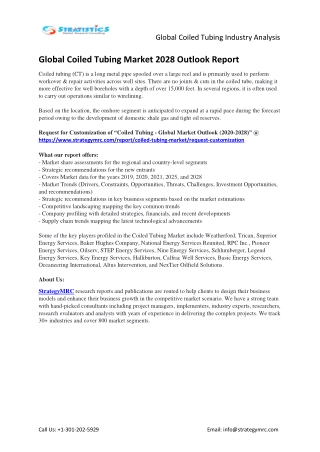 Global Coiled Tubing Market Drivers, Opportunities, Developments, Revenue
