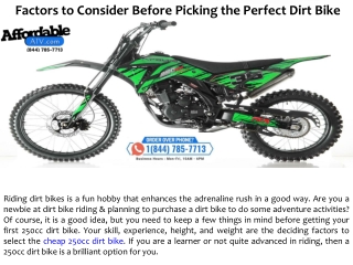 Factors to Consider Before Picking the Perfect Dirt Bike