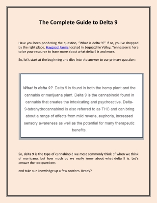 The Complete Guide to Delta 9