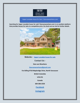 Upper Lonsdale House for Sale | Stanvanwoerkens.com