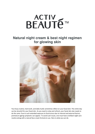 Natural night cream & best night regimen for glowing skin