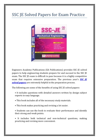 SSC JE Solved Papers for Exam Practice