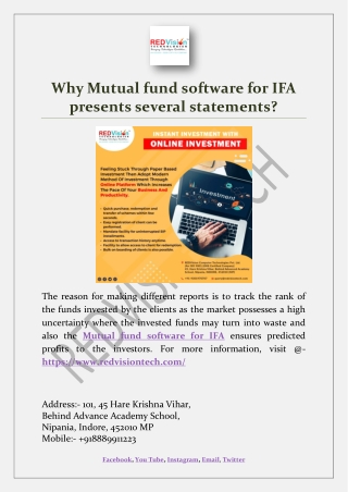 Why Mutual fund software for IFA presents several statements