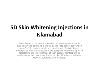 5D Skin Whitening Injections in Islamabad