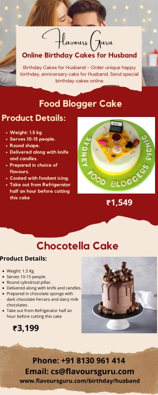 Order Husband Birthday Cake Online in Delhi NCR - Flavours Guru