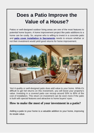 Does a Patio Improve the Value of a House?