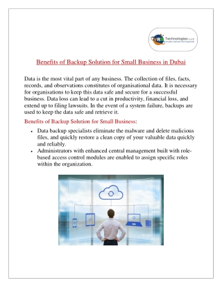 Benefits of Backup Solution for Small Business in Dubai