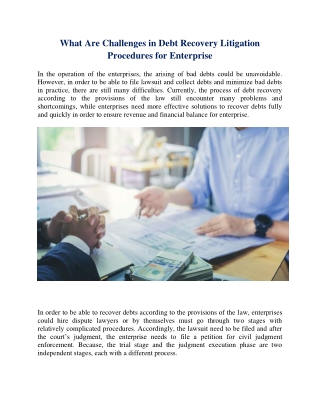 What Are Challenges in Debt Recovery Litigation Procedures for Enterprise