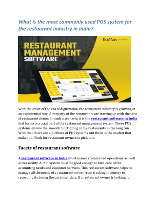 restaurant software india