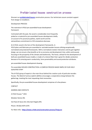 Prefabricated houses construction process