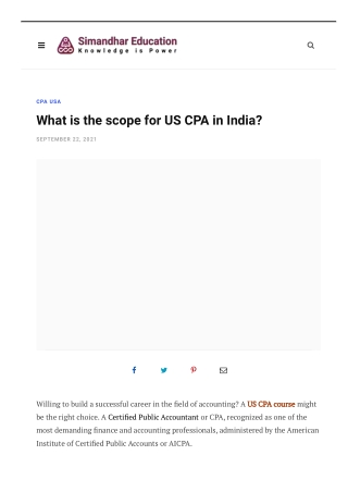 What is the scope for US CPA in India?