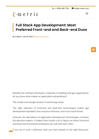 Full Stack App Development: Most Preferred Front-end and Back-end Duos