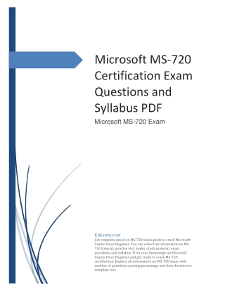 Microsoft MS-720 Certification Exam Questions and Syllabus PDF