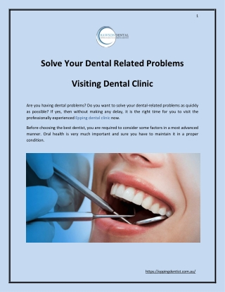 Solve Your Dental Related Problems Visiting Dental Clinic