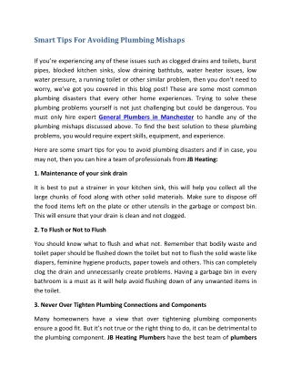 Smart Tips For Avoiding Plumbing Mishaps