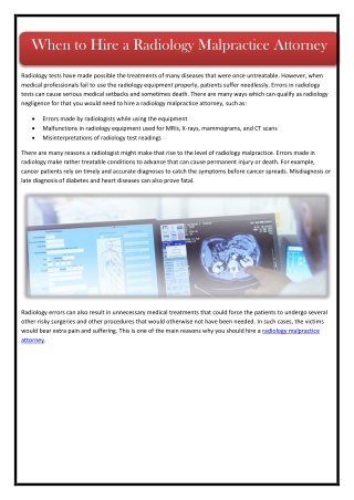 When to Hire a Radiology Malpractice Attorney