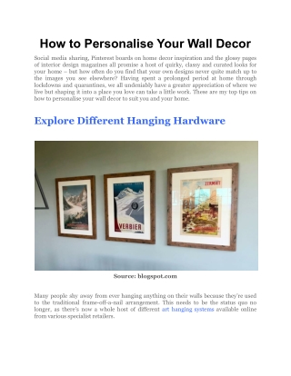 How to Personalise Your Wall Decor
