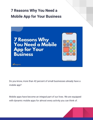 7 Reasons Why You Need a Mobile App for Your Business