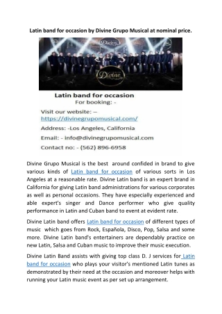 Latin band for occasion