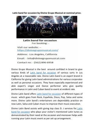 Latin band for occasion