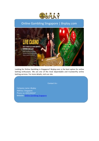 Online Gambling Singapore | 8nplay.com