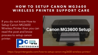 How to Setup Canon MG3600 Wireless Printer - Support Care