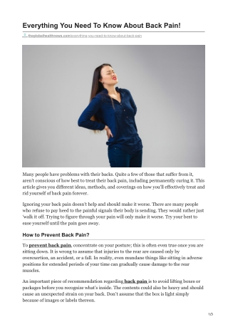Everything You Need To Know About Back Pain